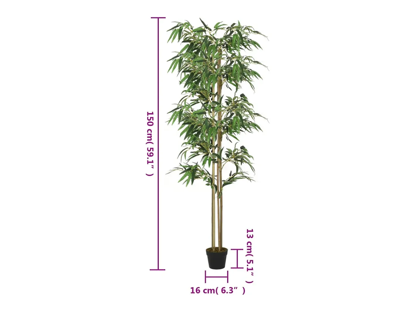 Árbol de bambú artificial con 988 hojas 150 cm ES691671 Verde Outlet
