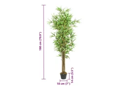 Planta Artificial-Árbol de bambú artificial con 1288 hojas 180 cm ES298615 Verde
