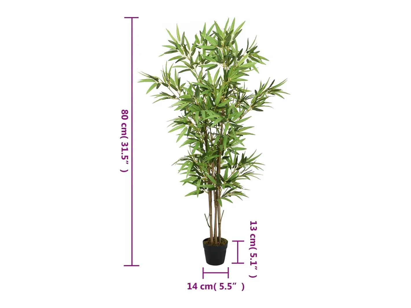 Árbol de bambú artificial con 368 hojas 80 cm ES358939 Verde Clearance