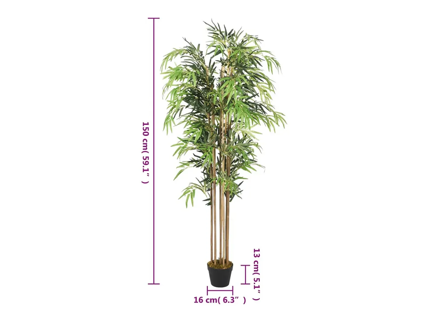 Árbol de bambú artificial con 1095 hojas 150 cm ES999596 Verde Clearance