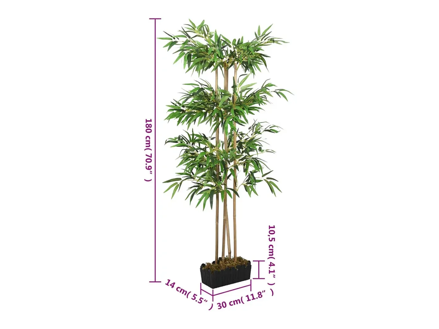 Árbol de bambú artificial con 1216 hojas 180 cm ES497985 Verde Outlet