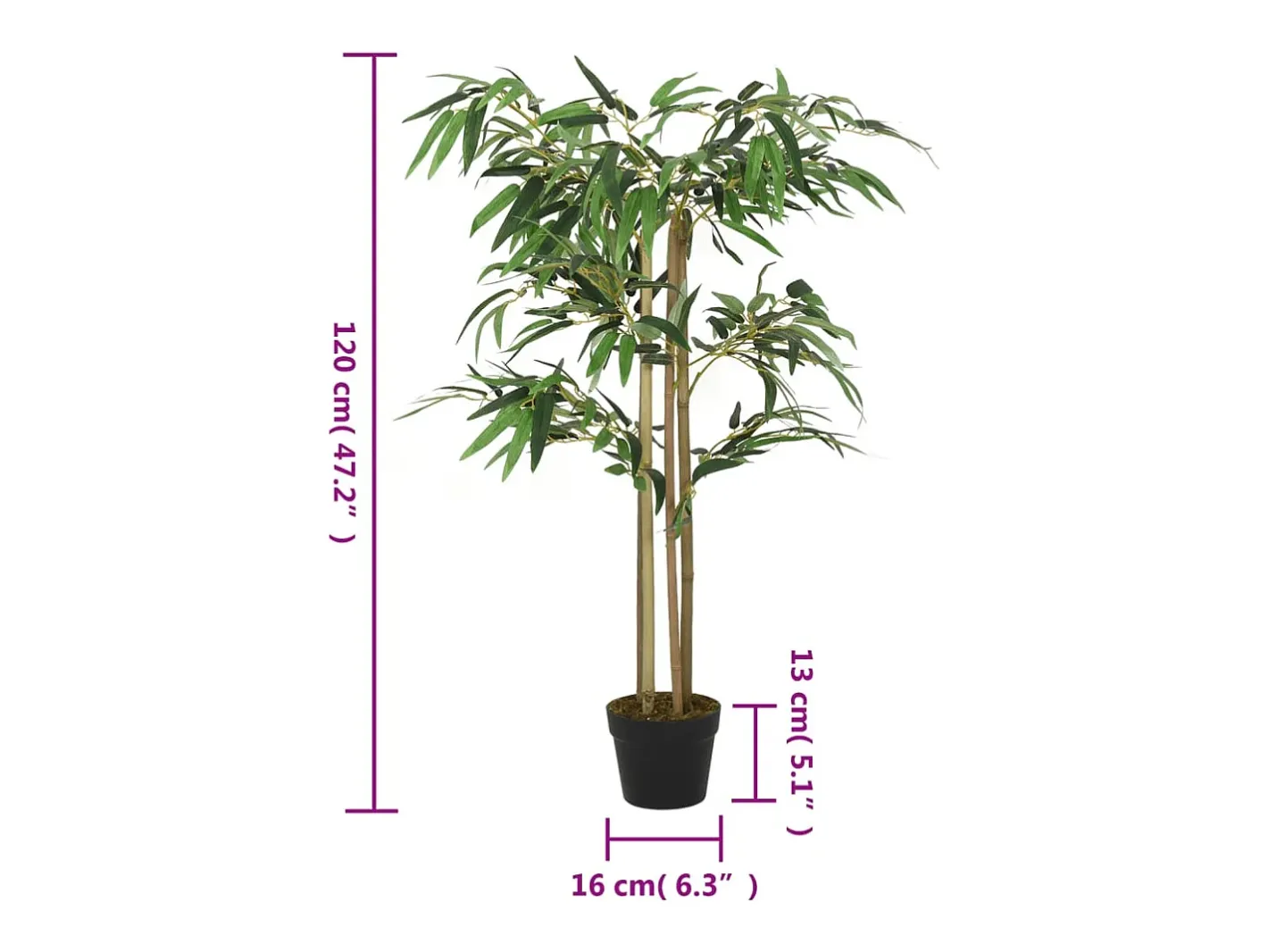 New Árbol de bambú artificial con 760 hojas 120 cm ES115361 Verde