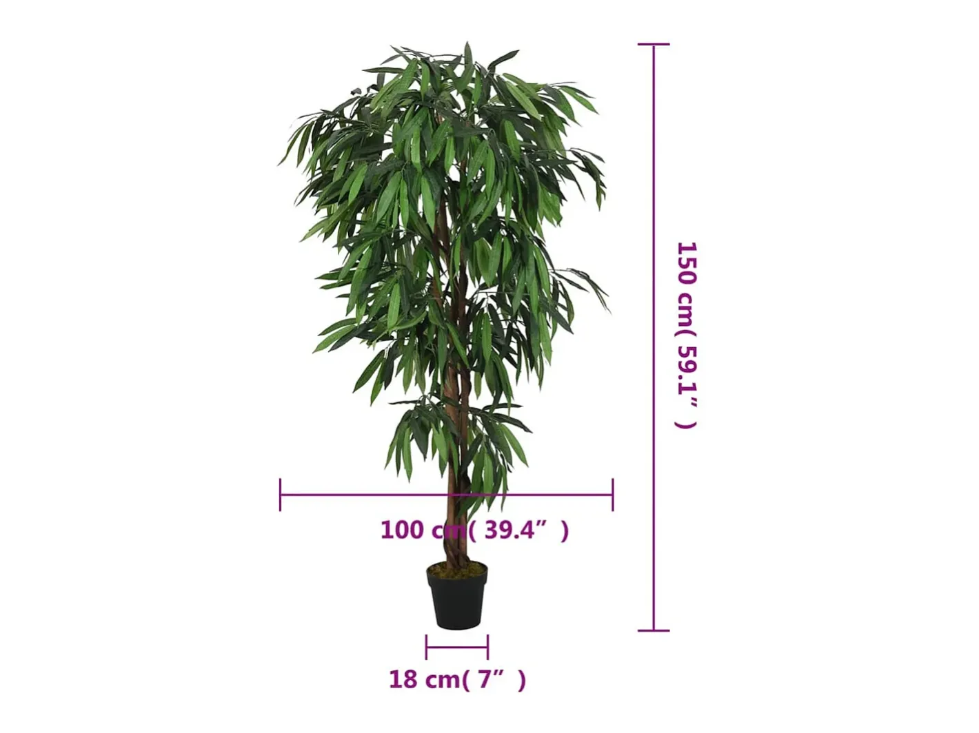 Árbol de mango artificial con 600 hojas 150 cm ES474646 Verde Online