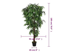 Planta Artificial-Árbol de mango artificial 900 hojas 180 cm Verde