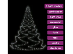 Sale vidaxl Árbol de pared con gancho metálico 720 LED blanco frío 5 m Multicolor