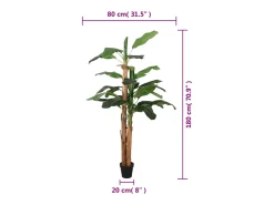 Planta Artificial-Árbol de plátano artificial 19 hojas 180 cm ES523228 Verde