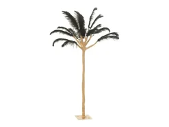 J-Line Planta Artificial-Árbol de plumas de acero dorado y 90x90x120 cm Negro