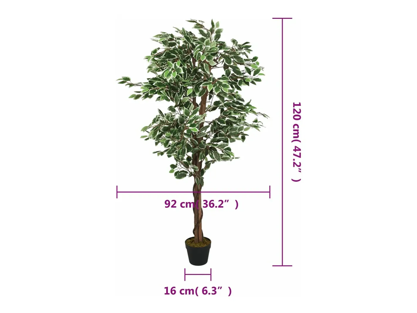 Planta Artificial-Árbol ficus artificial 630 hojas 120 cm ES906509 Verde