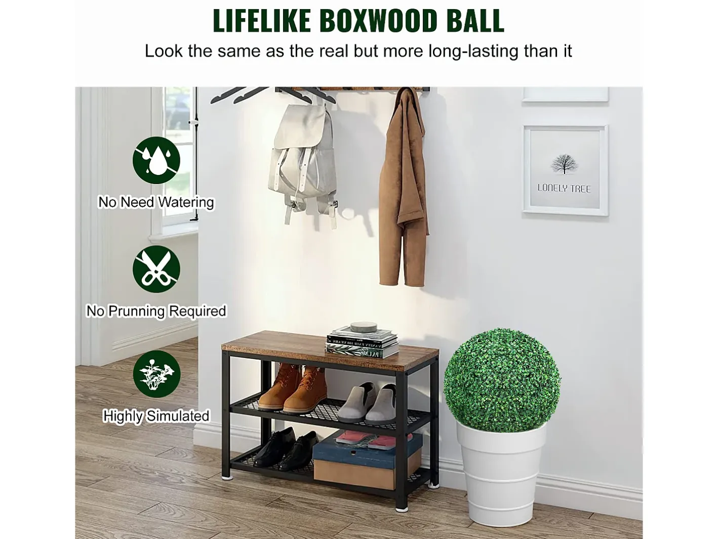 Planta Artificial-Árbol Topiario Artificial SucceBuy de 40,6 cm, Bola Topiaria Artificial, Plantas s Artificiales para Decoración de Interiores y Exteriores Verde
