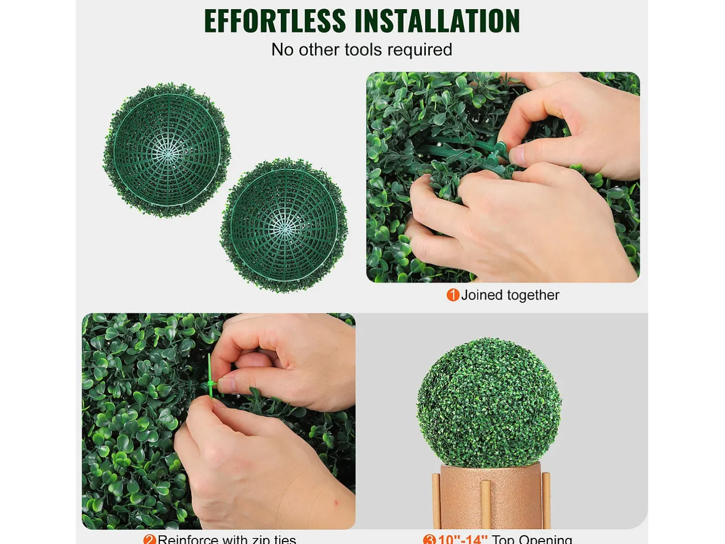 Planta Artificial-Árbol Topiario Artificial SucceBuy de 40,6 cm, Bola Topiaria Artificial, Plantas s Artificiales para Decoración de Interiores y Exteriores Verde