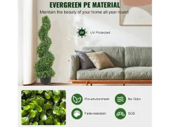 Árbol Topiario Artificial SucceBuy Árbol Topiario Artificial en Espiral de 1,2 m, Resistente a Los Rayos UV, Ideal para Decoración de Interiores y Exteriores. Verde Clearance