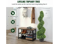 Árbol Topiario Artificial SucceBuy Árbol Topiario Artificial en Espiral de 1,2 m, Resistente a Los Rayos UV, Ideal para Decoración de Interiores y Exteriores. Verde Clearance