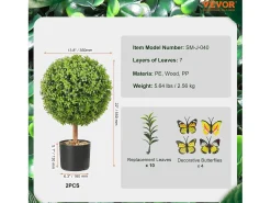 Árbol Topiario Artificial SucceBuy Árbol Topiario Artificial de 2 Pies, Planta Falsa, Hojas Reemplazables, Decoración Del Hogar. Verde Online