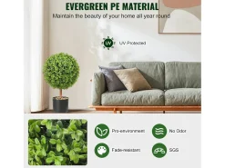 Árbol Topiario Artificial SucceBuy Árbol Topiario Artificial de 2 Pies, Planta Falsa, Hojas Reemplazables, Decoración Del Hogar. Verde Online