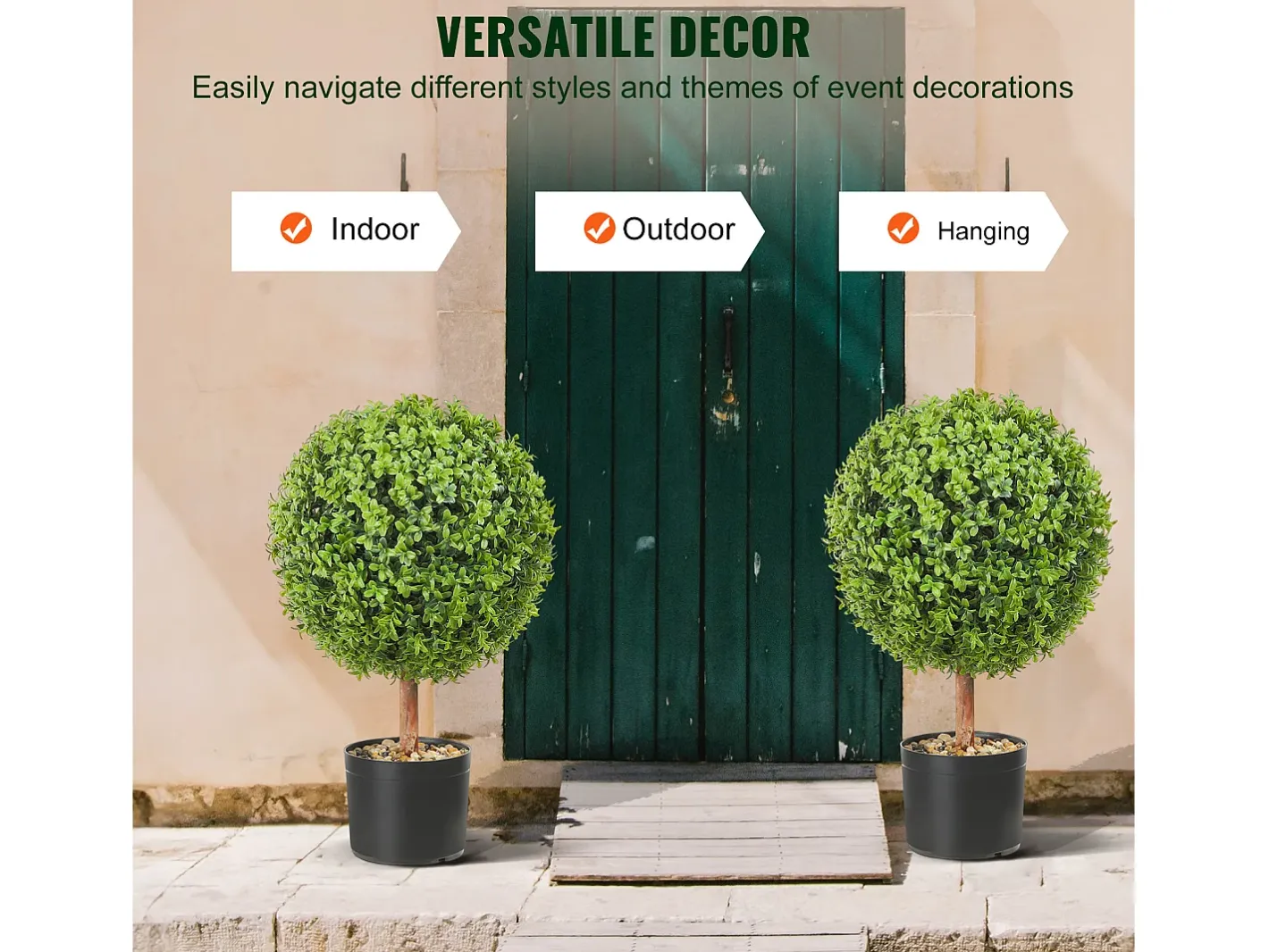 Árbol Topiario Artificial SucceBuy Árbol Topiario Artificial de 2 Pies, Planta Falsa, Hojas Reemplazables, Decoración Del Hogar. Verde Online