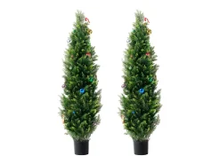Clearance Árboles Artificiales, SucceBuy - Paquete de 2 Topiarios Artificiales de Cedro de 150 CM, Resistentes a Los Rayos UV para Decoración de Interiores y Exteriores Verde