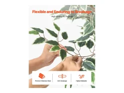 Árboles Artificiales SucceBuy Ficus Artificial de 180 cm con Maceta Negra, Planta Artificial Grande con Tronco de Madera Natural y Follaje Realista Verde New