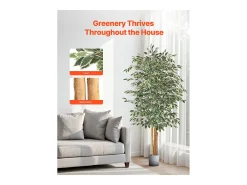 Árboles Artificiales SucceBuy Ficus Artificial de 180 cm con Maceta Negra, Planta Artificial Grande con Tronco de Madera Natural y Follaje Realista Verde New