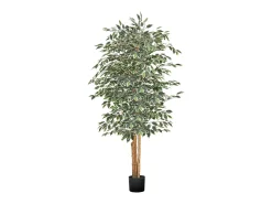 Árboles Artificiales SucceBuy Ficus Artificial de 180 cm con Maceta Negra, Planta Artificial Grande con Tronco de Madera Natural y Follaje Realista Verde New