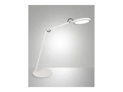 Regina - Lámpara de mesa ajustable Fabas Luce blanca - LED táctil de 9 W integrado, regulable, CCT (3000K, 4000K, 5000K, 6000K) Blanco Clearance