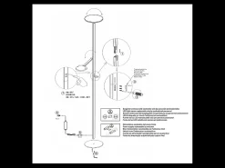 Regina - Lámpara de pie LED negra de metal H.180 cm Fabas Luce - 2 luces de 36W y 12W con LED integrado 3000K Negro Online