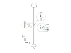 Lámpara De Pie-Regina - Lámpara de pie LED redonda de metal ajustable, altura 180 cm, Fabas Luce - Luz LED integrada de 35 W, CCT (3000K-6000K) Negro