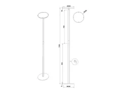 Lámpara De Pie-Regina - Lámpara de pie LED redonda de metal ajustable, altura 180 cm, Fabas Luce - Luz LED integrada de 35 W, CCT (3000K-6000K) Negro