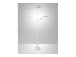 New Regina - Lámpara de pie LED blanca de metal H.180 cm Fabas Luce - 2 luces de 36W y 12W con LED integrado 3000K Blanco