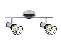 AKUNADECOR Regleta De Baño Mateo 2 Focos Cromo/negro Plateado New