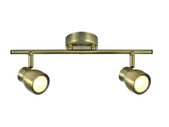 AKUNADECOR Regleta 2 Luces Modelo Chacho Cuero Para Bombilla Gu10 Dorado New