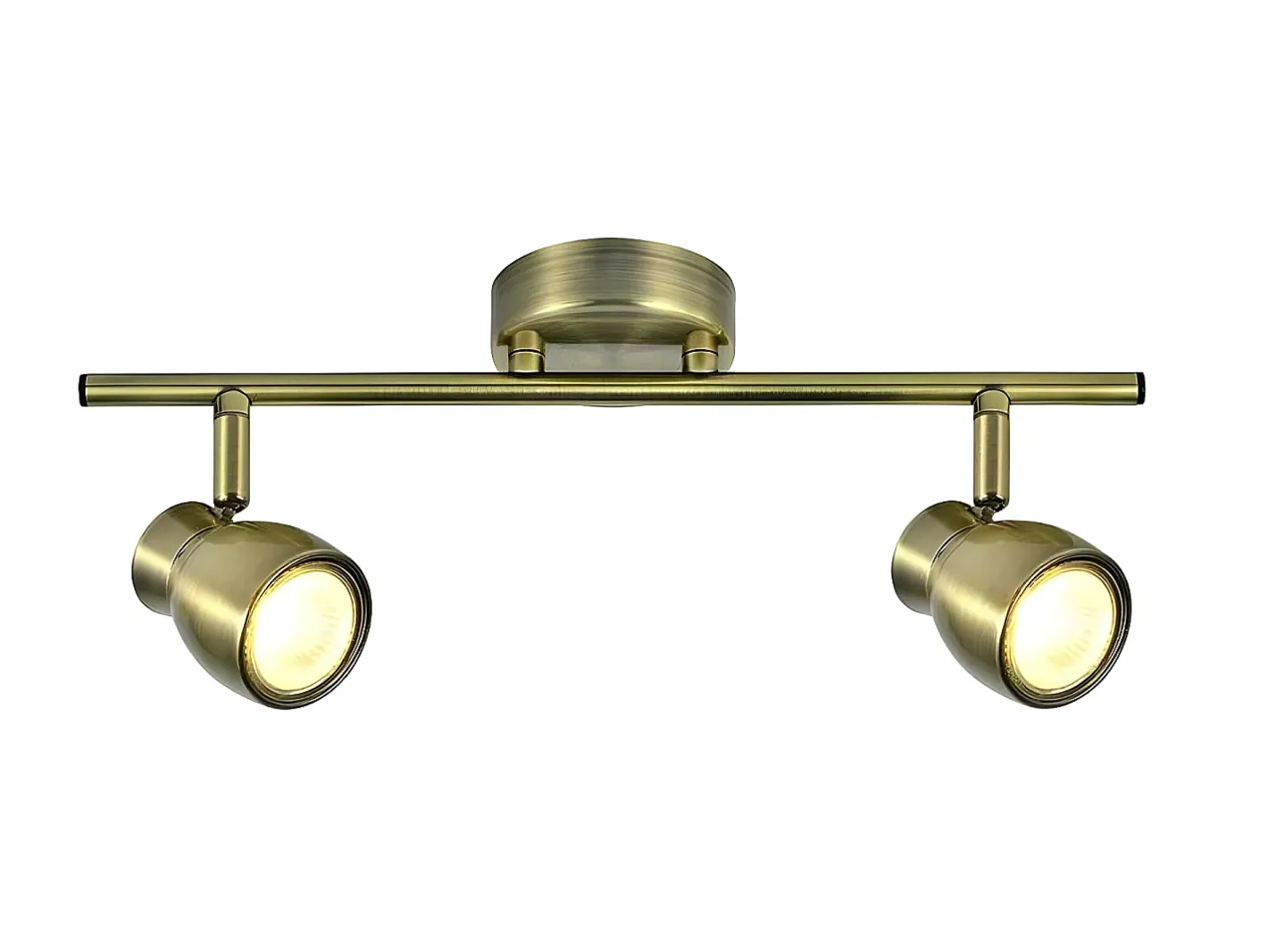 AKUNADECOR Regleta 2 Luces Modelo Chacho Cuero Para Bombilla Gu10 Dorado New