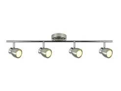 AKUNADECOR Plafón-Regleta Baño Modelo Chacho 4 Focos Niquel-cromo Plateado