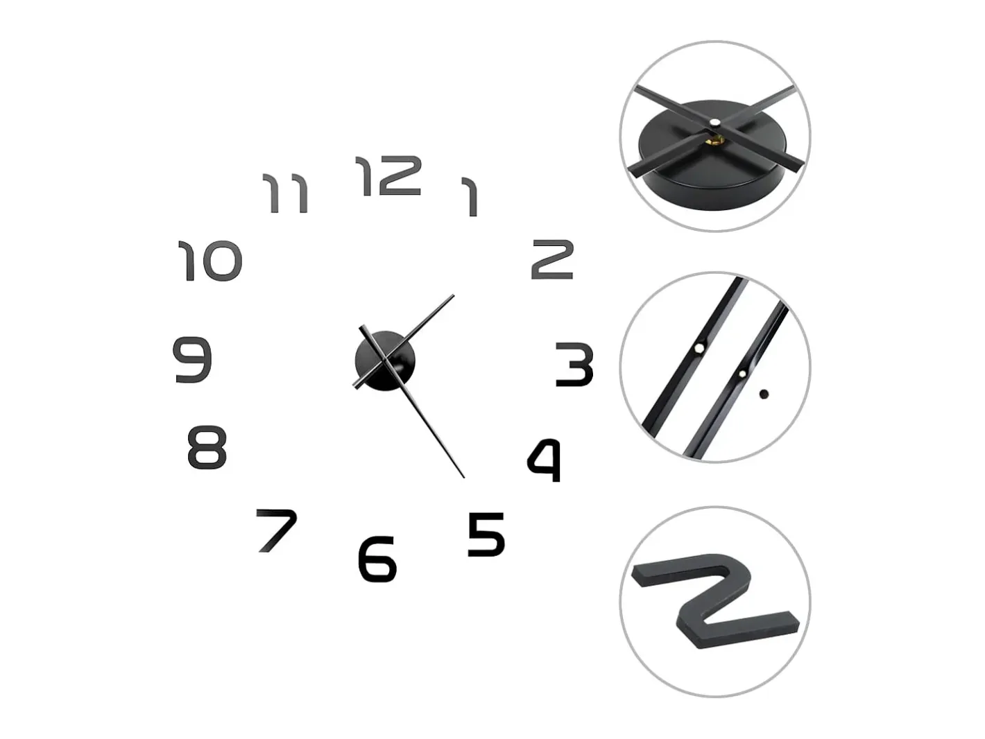 Hot Reloj 3D de pared con diseño moderno 100 cm XXL ES398675 Negro
