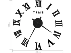 Reloj De Pared-Reloj 3D de pared con diseño moderno 100 cm XXL ES405481 Negro