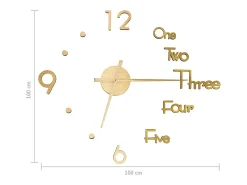 Reloj De Pared-Reloj 3D de pared con diseño moderno 100 cm XXL ES746394 Dorado