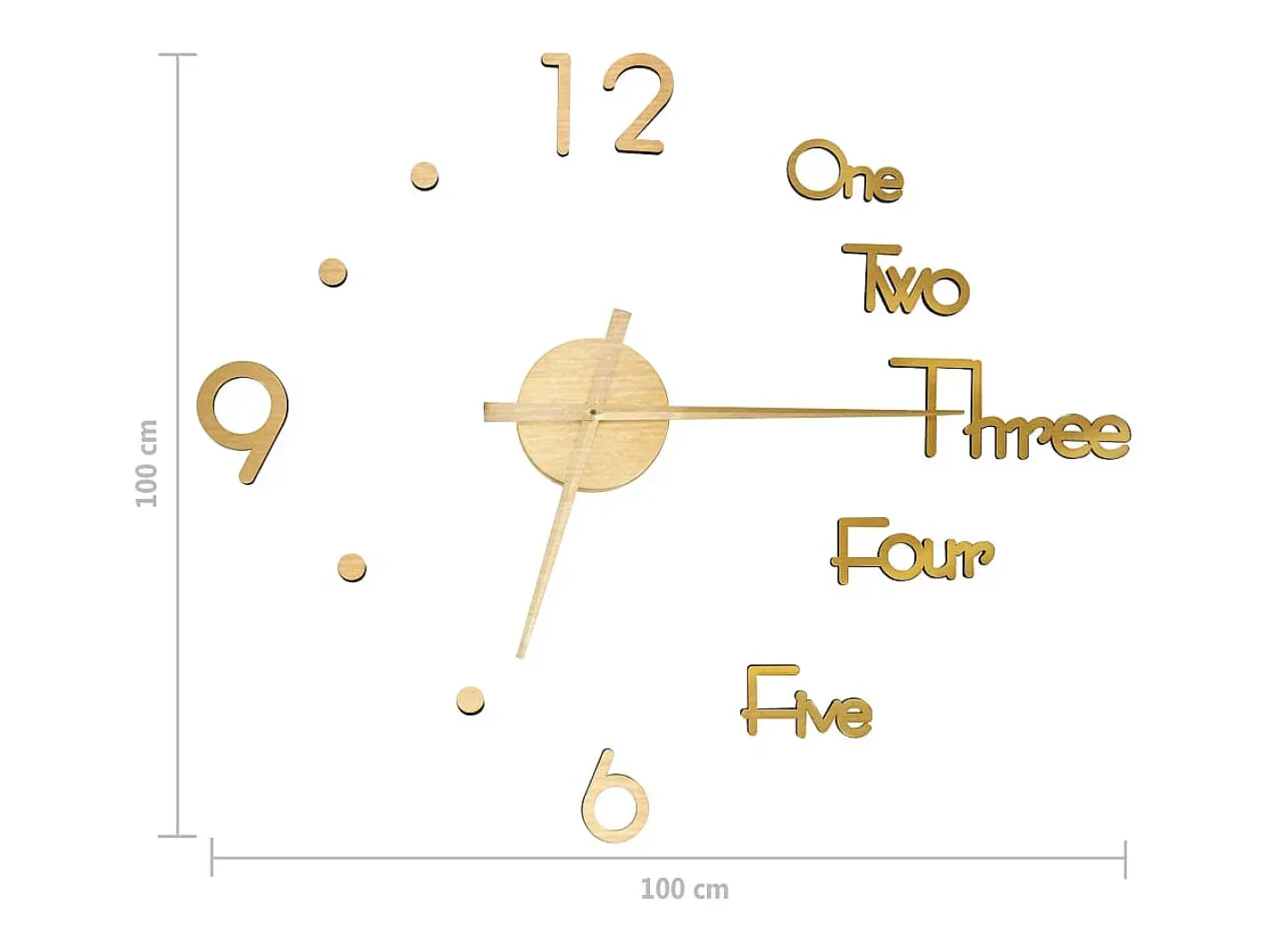 Reloj De Pared-Reloj 3D de pared con diseño moderno 100 cm XXL ES746394 Dorado