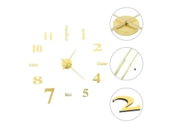 Reloj De Pared-Reloj 3D de pared con diseño moderno 100 cm XXL ES897079 Dorado
