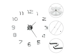 Discount Reloj 3D de pared con diseño moderno 100 cm XXL ES798058 Plateado