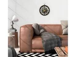 Atmosphera Reloj de pared circular con mecanismos dorado 33x27x5 cm Marru00f3n