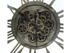 Atmosphera Reloj de Pared con Mecanismo Aparente de Metal Envejecido de 80 cm de Diámetro Gris