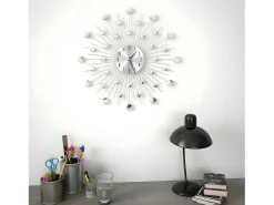 Reloj De Pared-Reloj de pared con movimiento de cuarzo 50 cm diseño moderno ES907061 Plateado