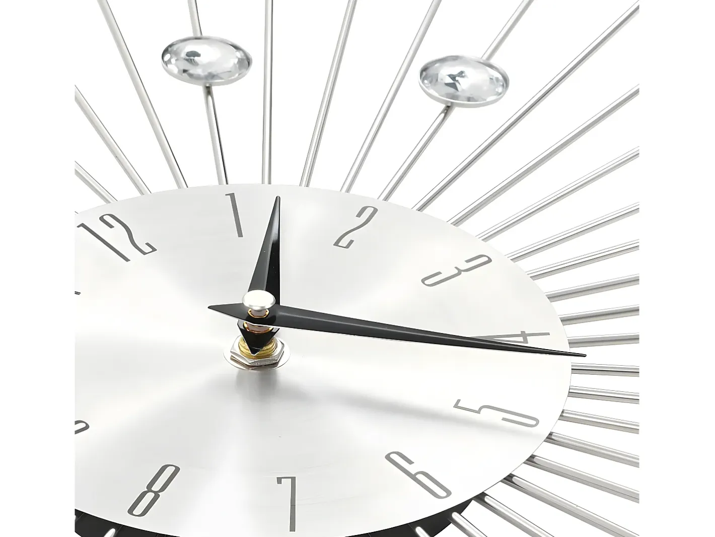 Reloj De Pared-Reloj de pared con movimiento de cuarzo 50 cm diseño moderno ES907061 Plateado