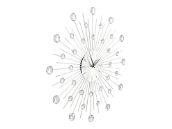 Reloj De Pared-Reloj de pared con movimiento de cuarzo 50 cm diseño moderno ES907061 Plateado