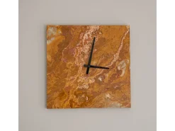 Reloj De Pared-Reloj de pared cuadrado de mármol ónix verde Marru00f3n