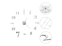 Clearance Reloj de pared 3D de diseño moderno 100 cm XXL ES311372 Plateado