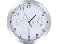 Reloj De Pared-Reloj de pared de cuarzo higrómetro y termómetro 30 cm ES591514 Blanco