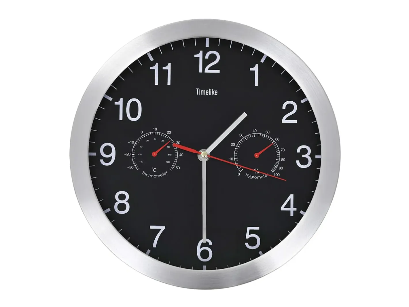 Outlet Reloj de pared de cuarzo higrómetro y termómetro 30 cm ES935509 Negro
