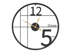 Reloj De Pared-Reloj de pared de hierro Ø50 cm ES824264 Negro