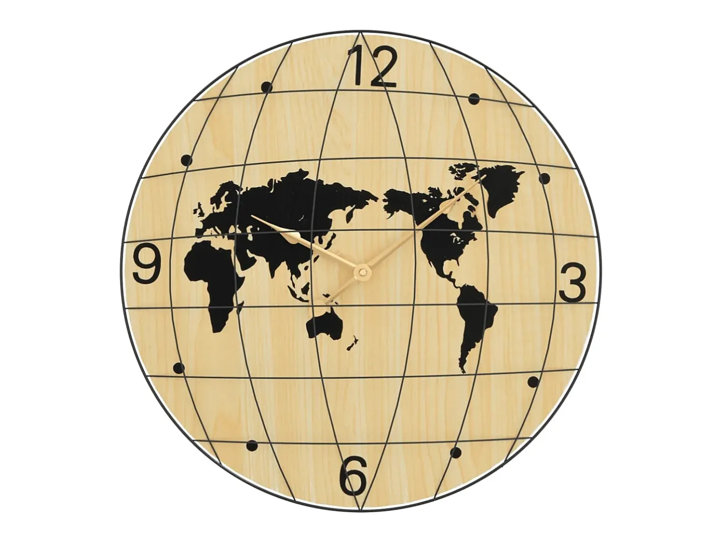 Reloj de pared de madera de ingeniería y negro Ø50 cm ES702449 Amarillo Discount