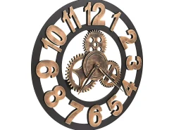 Reloj De Pared-Reloj de pared de metal y negro 58 cm ES302916 Dorado